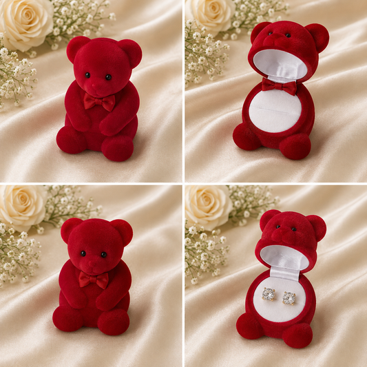Caja osito rojo gamuza para 1 anillo x24 (80C-87)