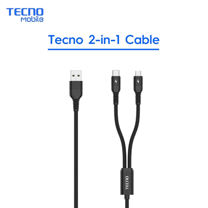Cable Tecno 2-in-1 Micro USB & Type-C 1m Carga Rápida