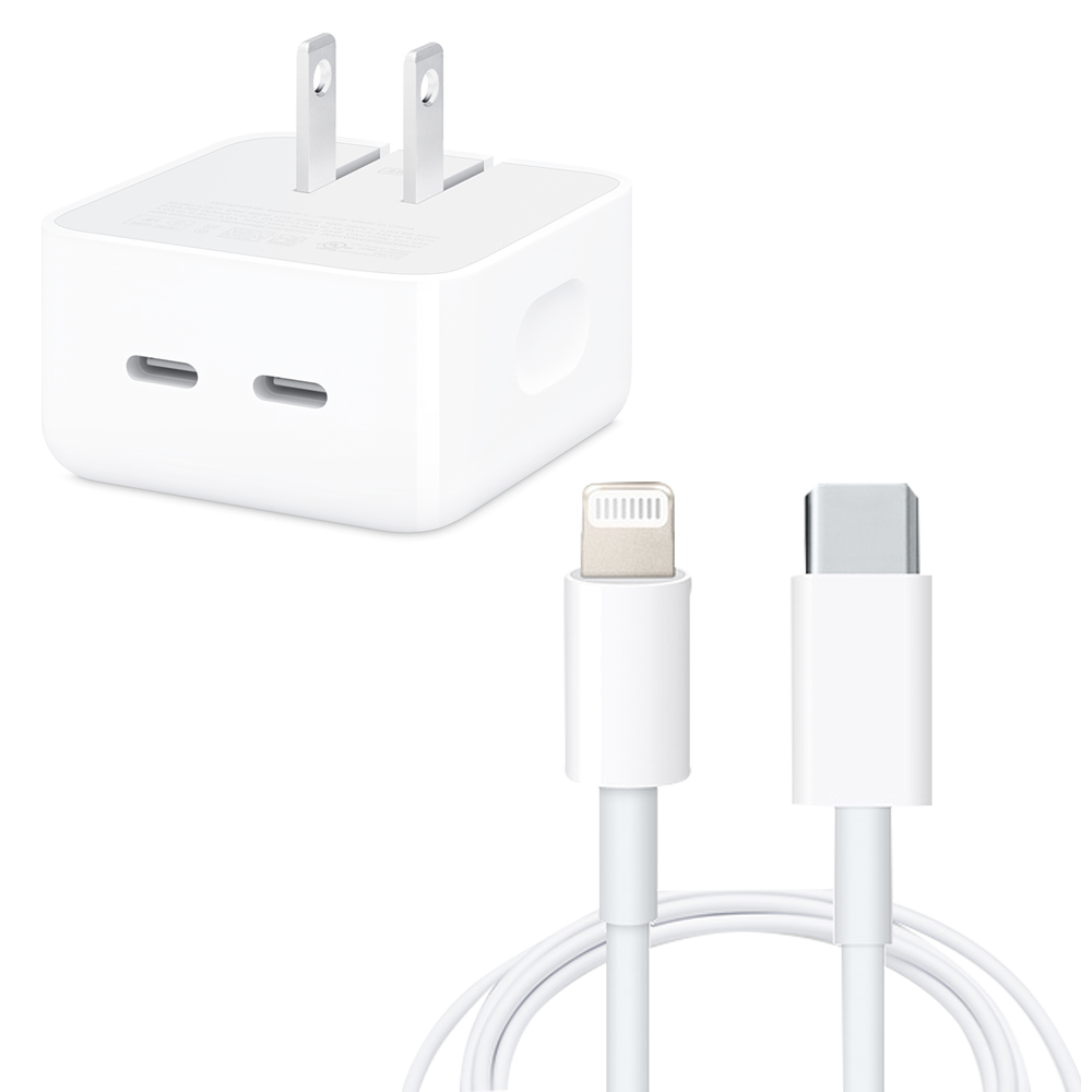 Adaptador cargador 50W dual USB-C para iPhone iPad Macbook Air