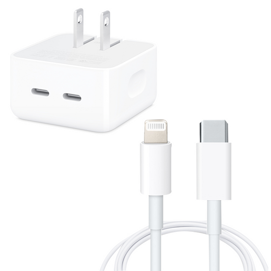 Adaptador cargador 50W dual USB-C para iPhone iPad Macbook Air