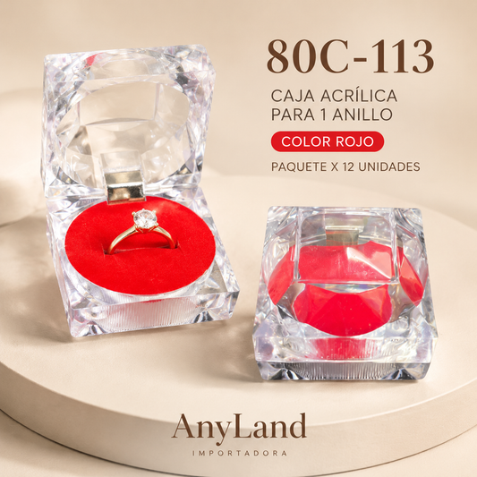 Cajita acrílica para anillo caja x12  (80C-113-114-115)