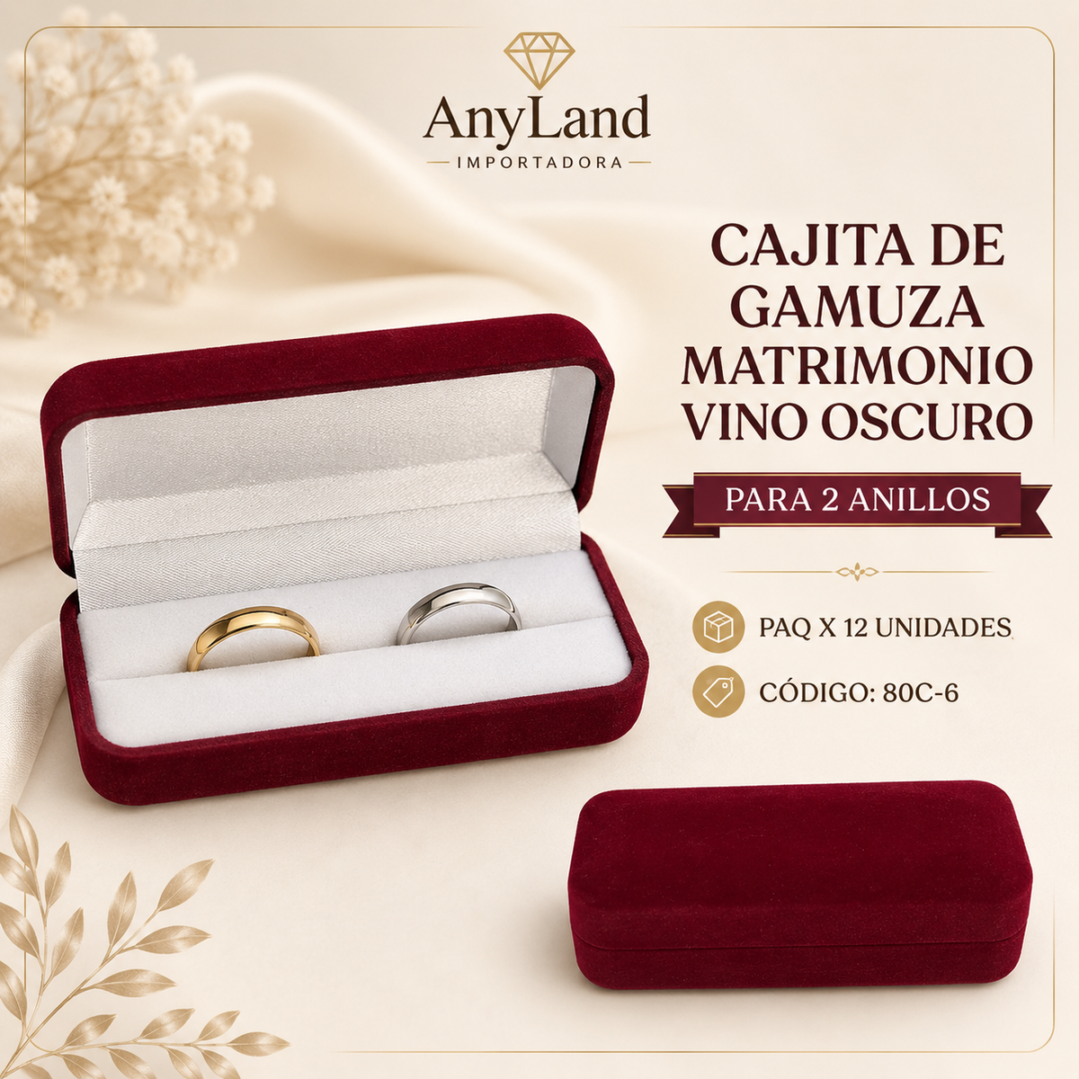 Cajita de gamuza matrimonio (80C-8-6-82) X12