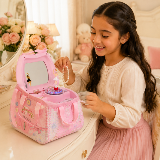 Caja musical rosado en forma de cartera (BY90)