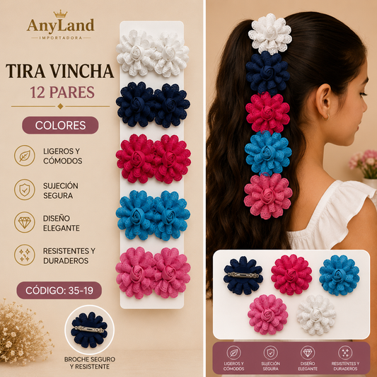 Tira de vincha automatico grande c/ lazo x 12 unid. (35-19)