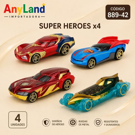 Carro metálico Super Heroes x4 (889-42)