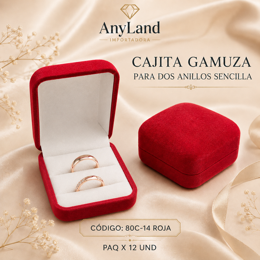 Cajita gamuza para dos anillos sencilla (80C-14-80)