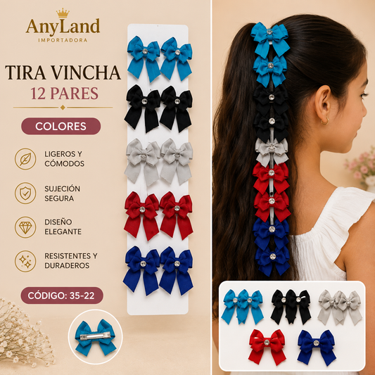 Tira de vincha automatico peq. lazo x12 pares (35-22)