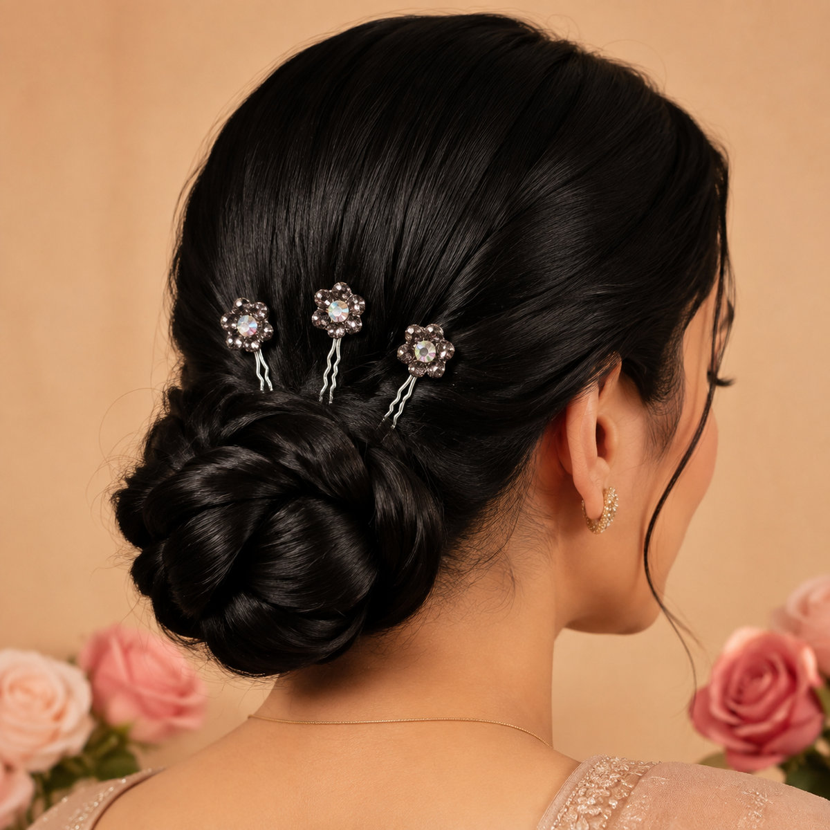 Horquillas para el cabello con diamantes color lila x20 piezas de 7cm (NU-02)