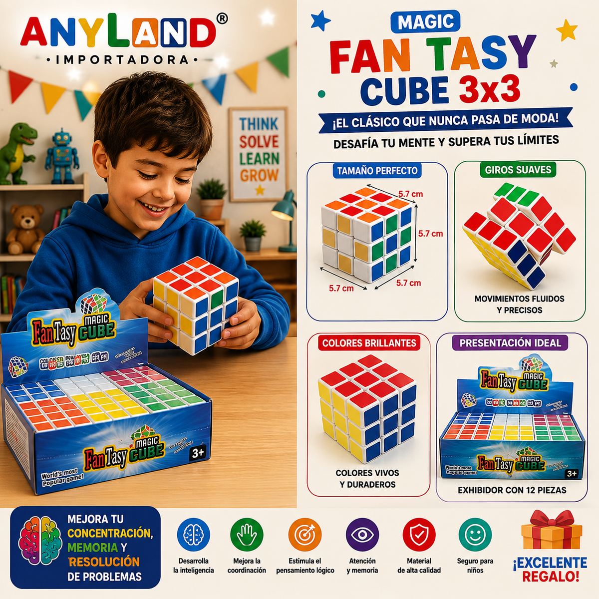 Caja de cubos x 6 unidades 3x3 Magic  (71F-12)