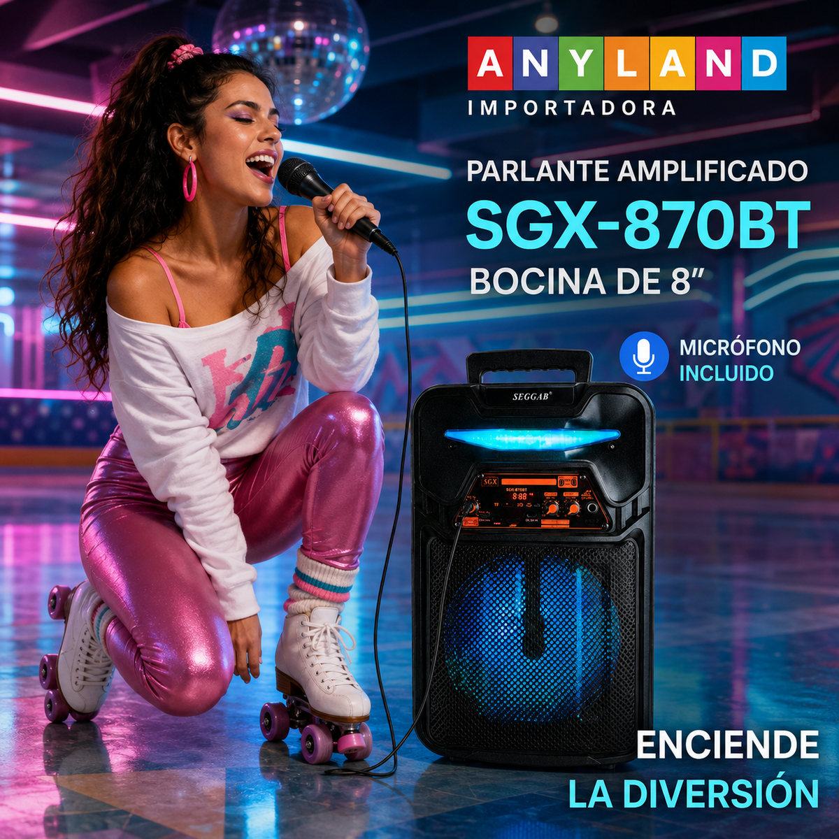 Parlante SEGGAB con micrófono y control (SGX-870BT)