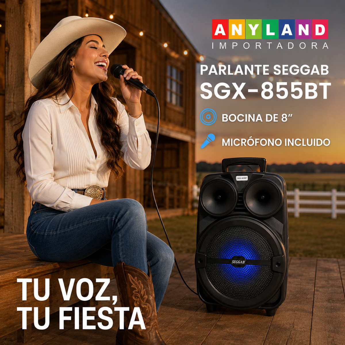 Parlante Seggab Con micrófono y contol (SGX-855BT)