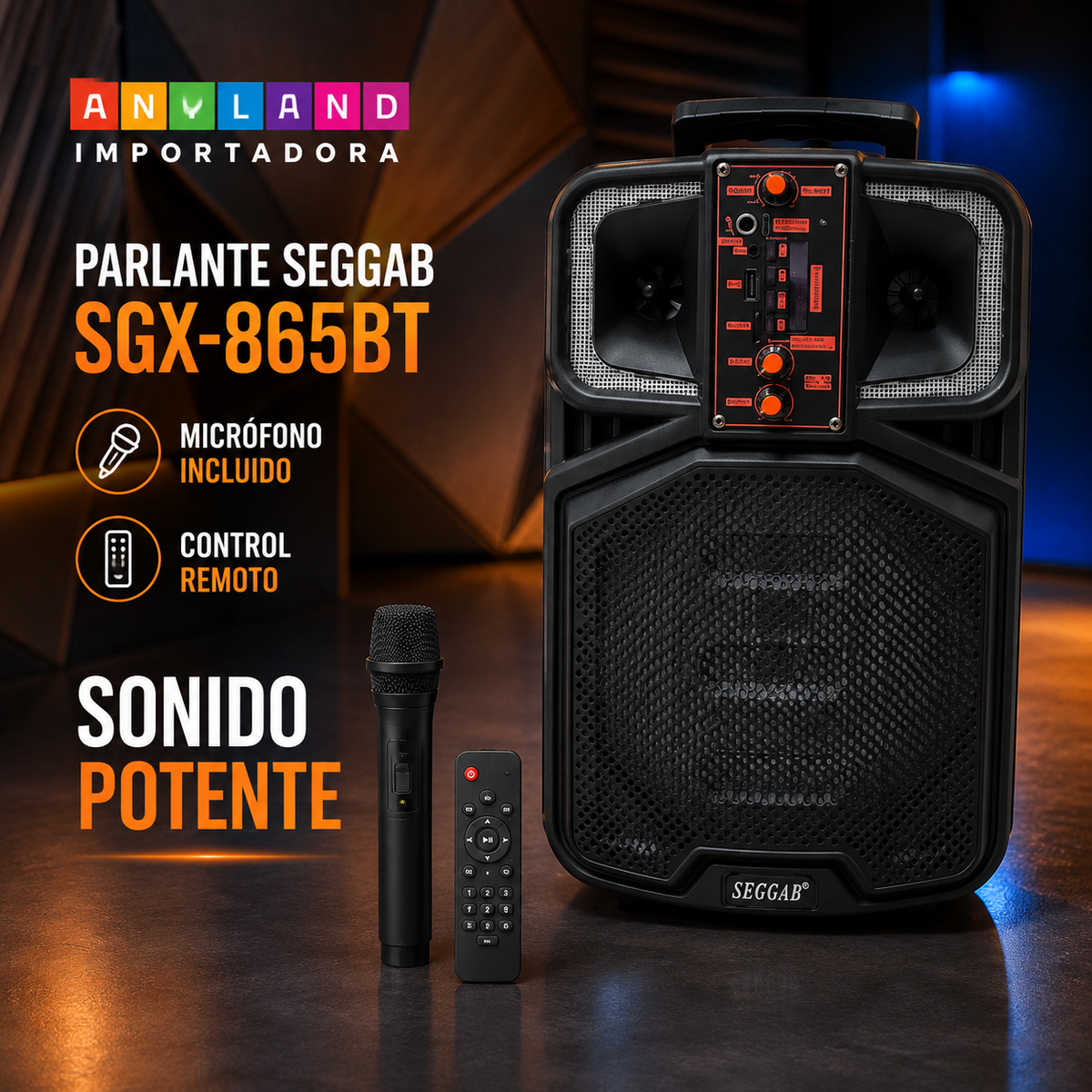 Parlante SEGGAB con micrófono y control (SGX-865BT)