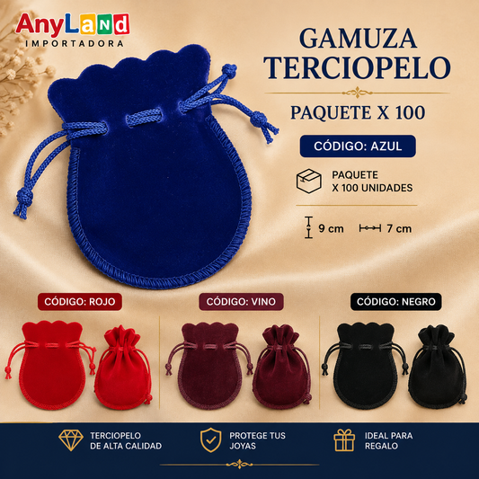 Funda de gamuza terciopelo paquete x 100