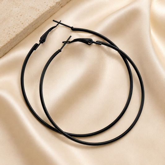 Argollas negra de 8 cm tira x 12 pares (27C-10)