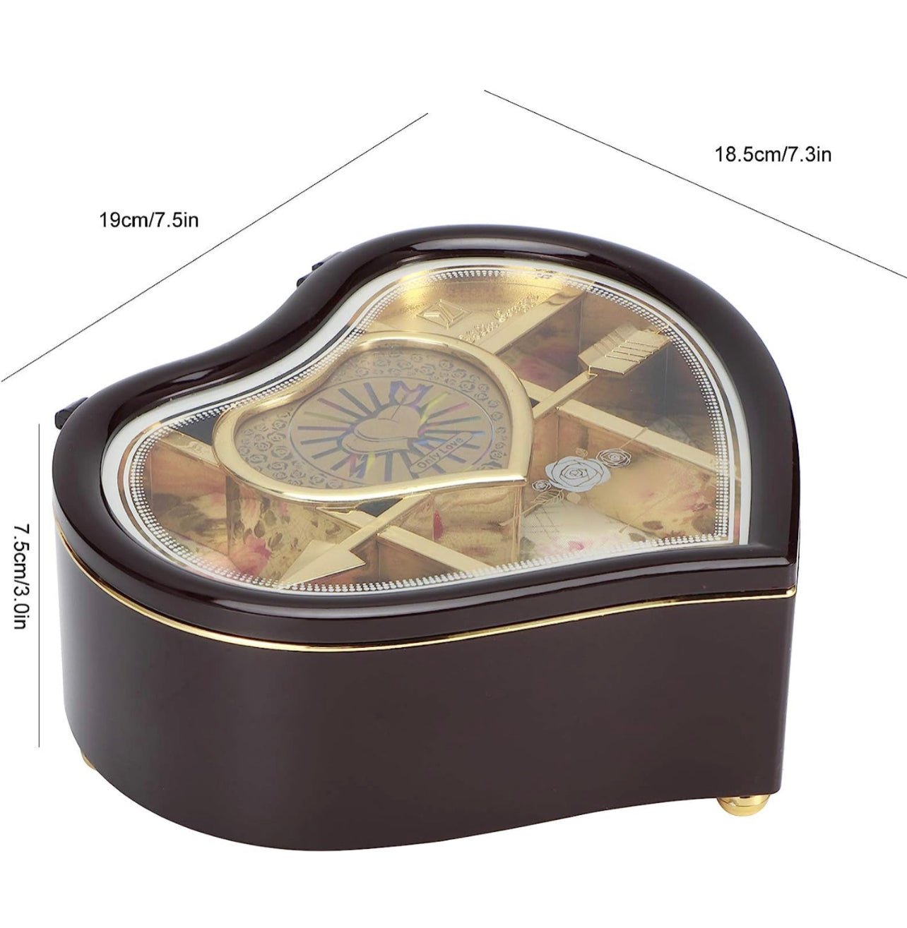 Caja musical de corazón café (BY55)