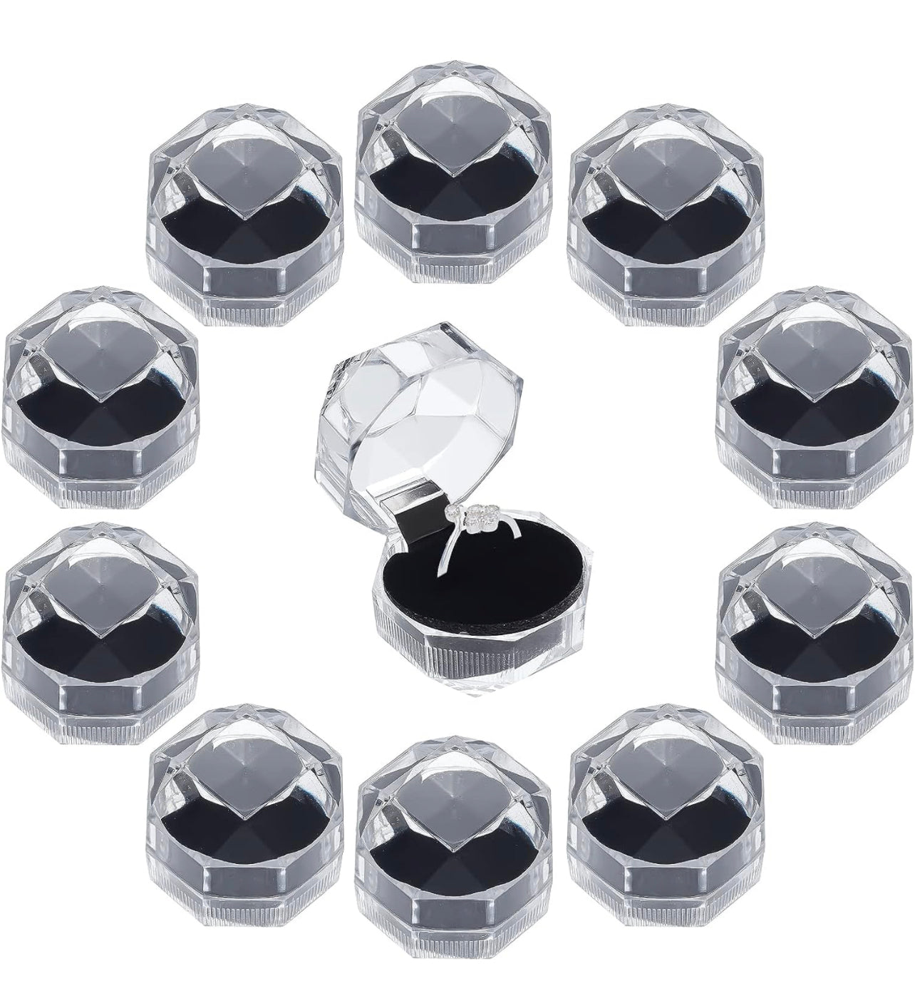 Cajitas acrilica para anillo paquete x20 pcs.(80C-119-120-121)