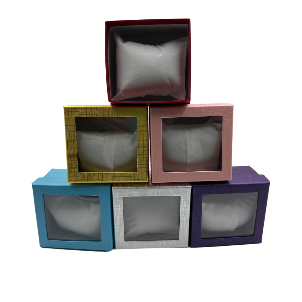 Caja de cartón para reloj con tapa transparente x12 (89A-15)