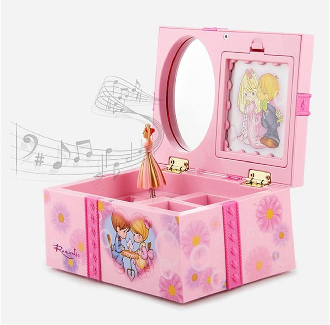 Caja musical rosado en forma de caja de regalo (BY119)