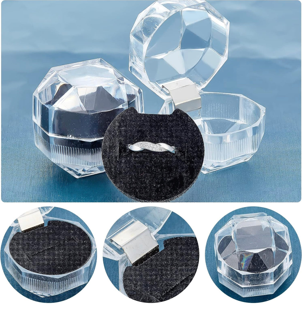 Cajitas acrilica para anillo paquete x20 pcs.(80C-119-120-121)