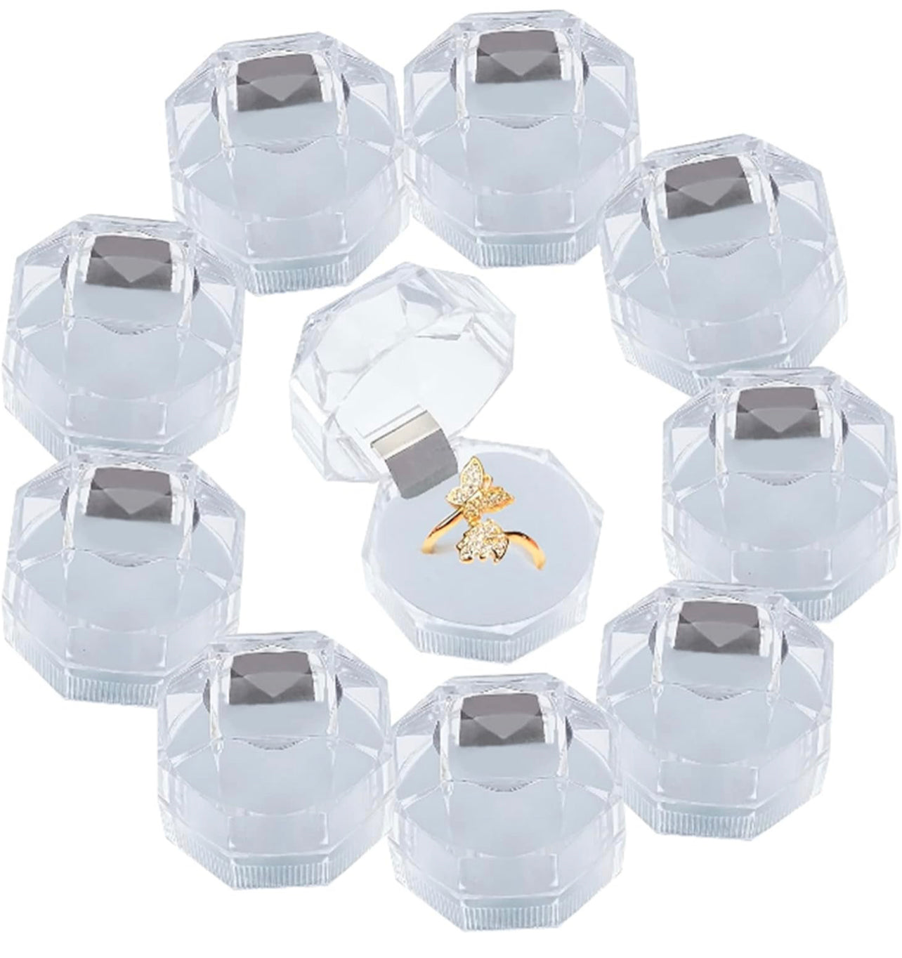 Cajitas acrilica para anillo paquete x20 pcs.(80C-119-120-121)