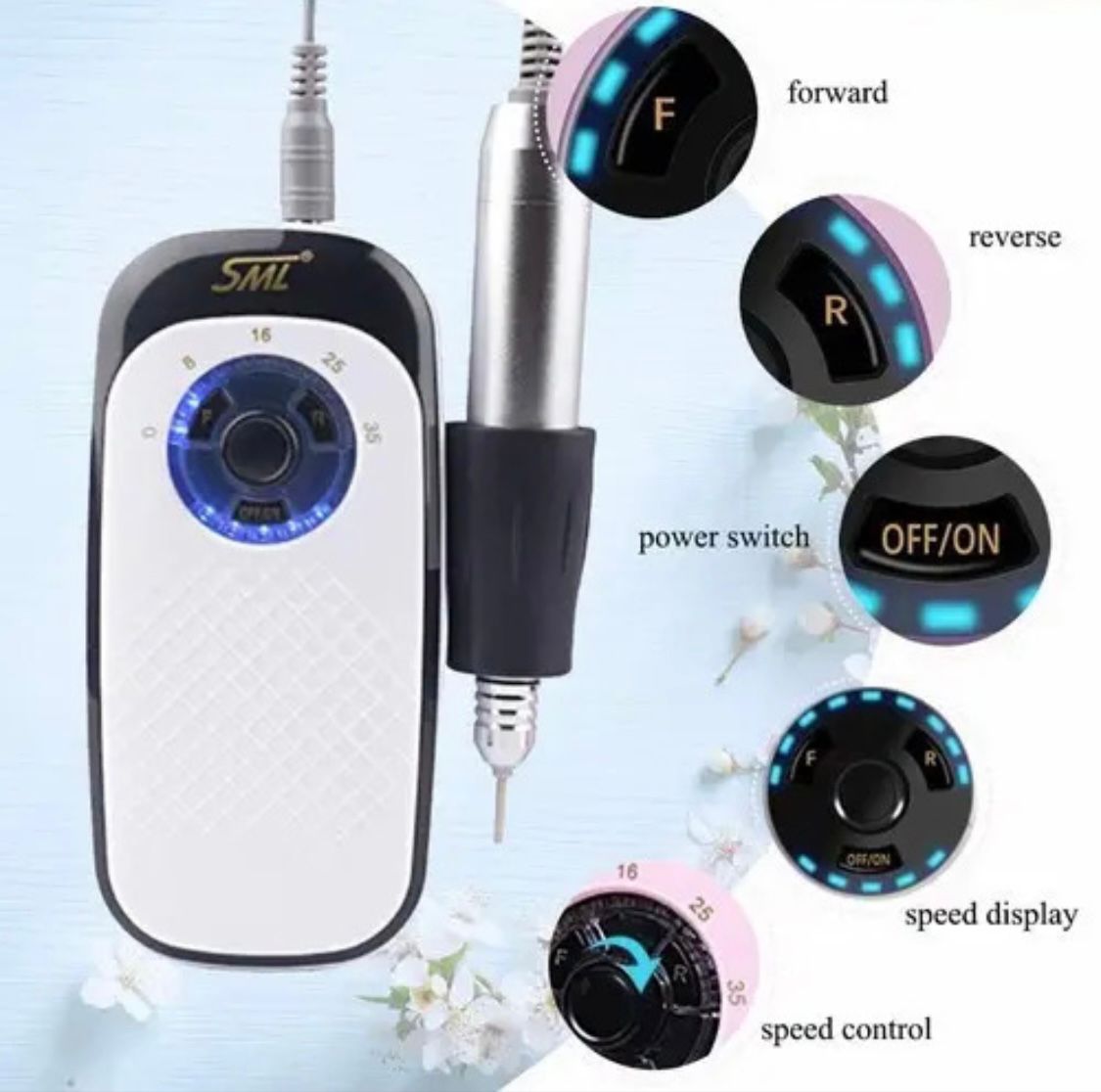 Pulidor de uñas eléctrico portátil recargable profesional SML (22A-20)