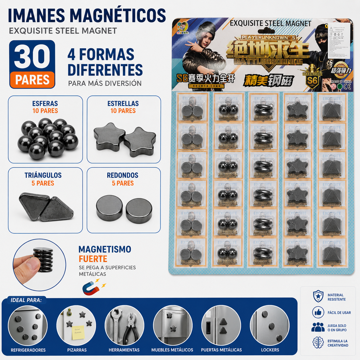 Plancha de imanes pequeños x30 (74A-10)