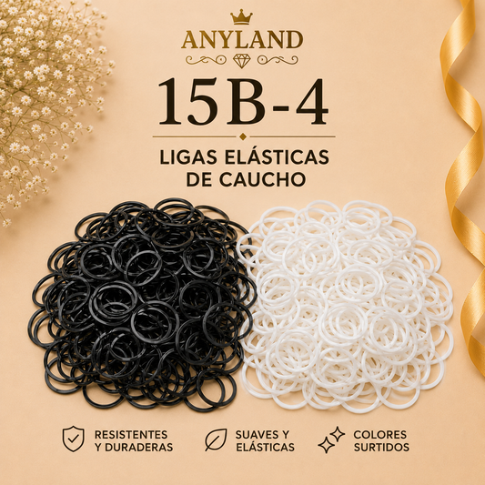 Ligas de caucho color negro y blanco por 12 paquetes (15B-4)