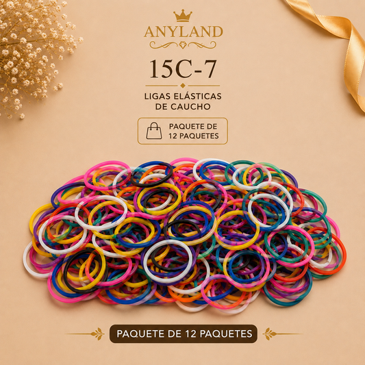 Ligas de caucho colores funda por 12 paquetes (15C-7)