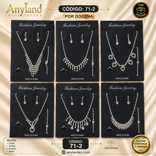 Set de cadenas y pulseras con aretes y anillo paquete x docena (71-2)