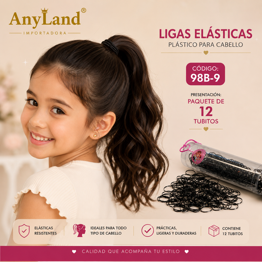 Ligas elasticas plásticas peq. suave en tubo para cabello X 12 tubitos (98B-9)
