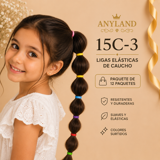 Ligas de caucho colores funda por 12 paquetes (15C-3)