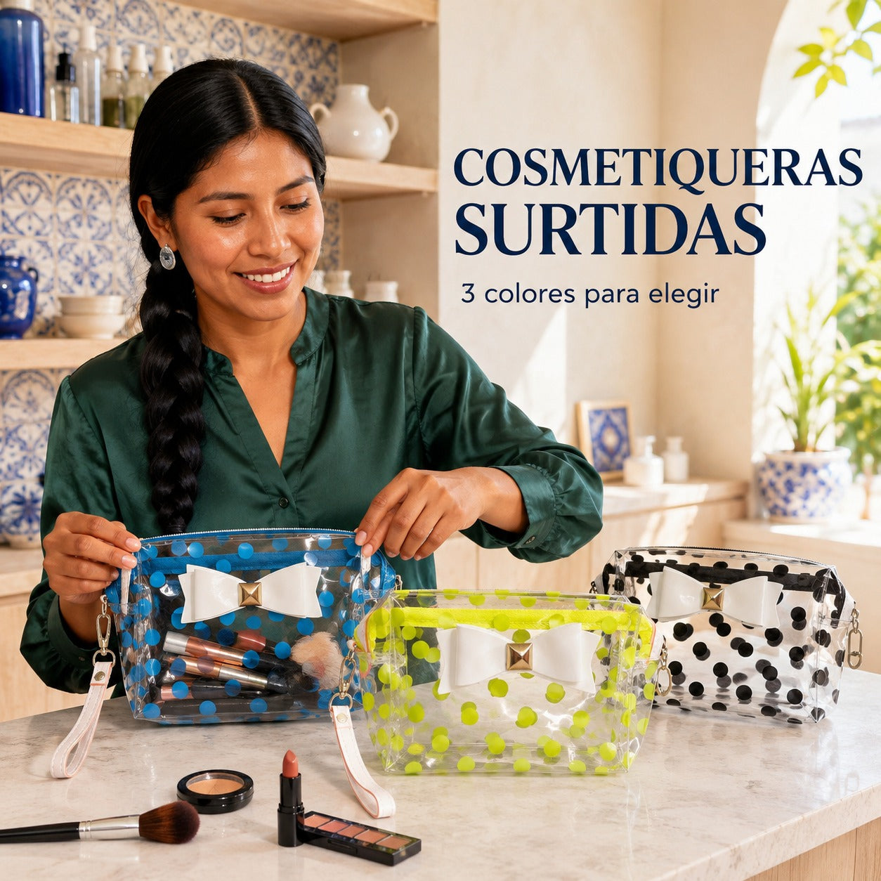 Cosmetiquera plastico transparente impermeable UND  (40-10)