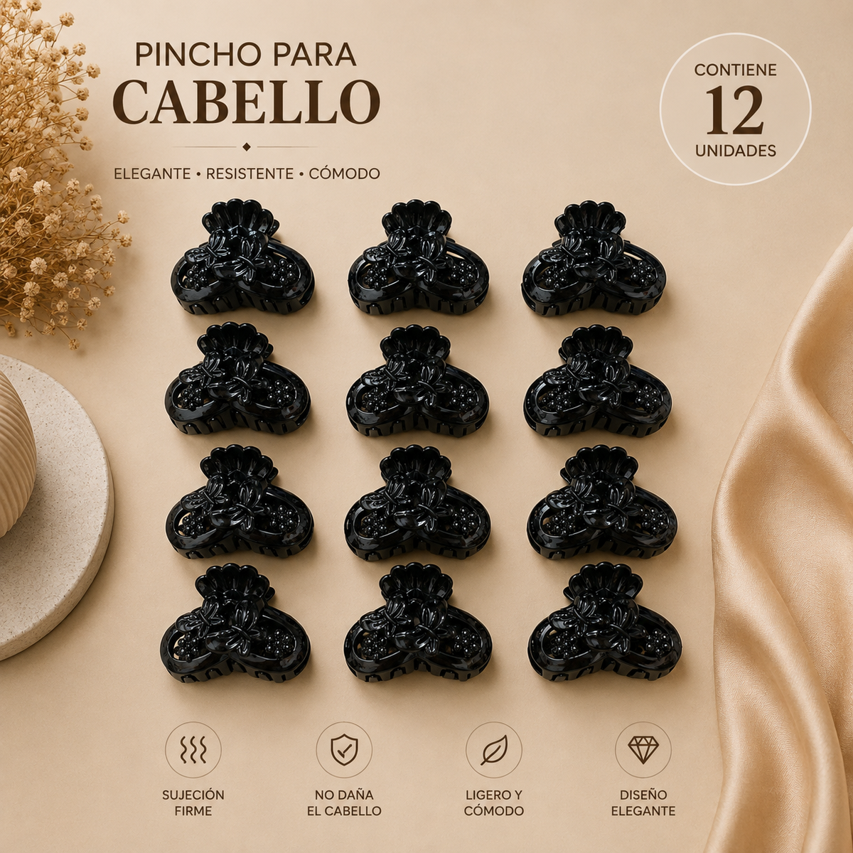 Pinchos negro pequeño x 12 unidades (4F-70)