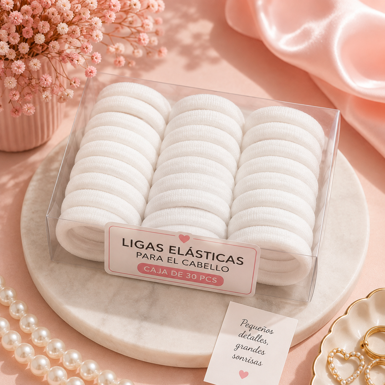 Moño para cabello Blanco caja x30 unidades (2B-2)