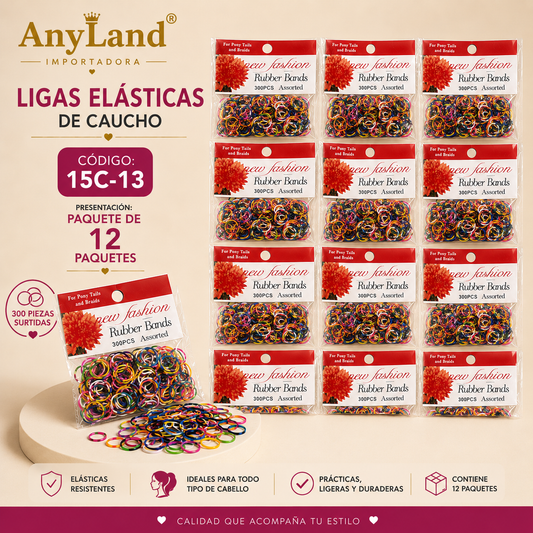 Ligas de caucho colores funda por 12 paquetes (15C-13)