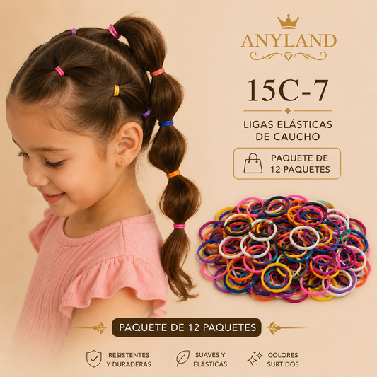 Ligas de caucho colores funda por 12 paquetes (15C-7)