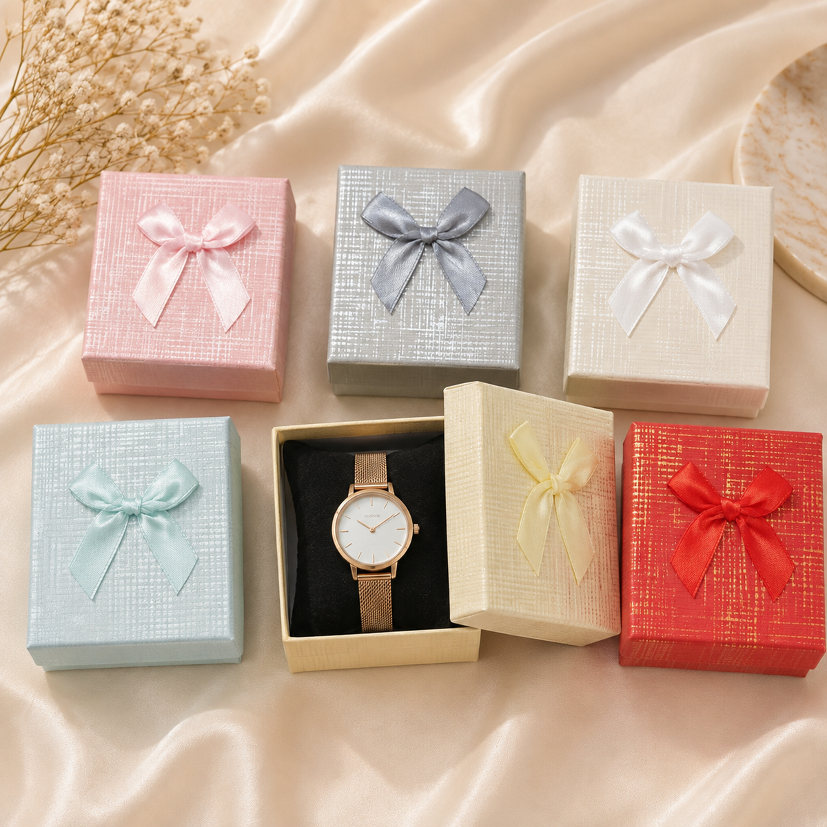 Caja de cartón 8.5X9X5.5 cm para reloj x12 Unid. 6 colores(80F-56)