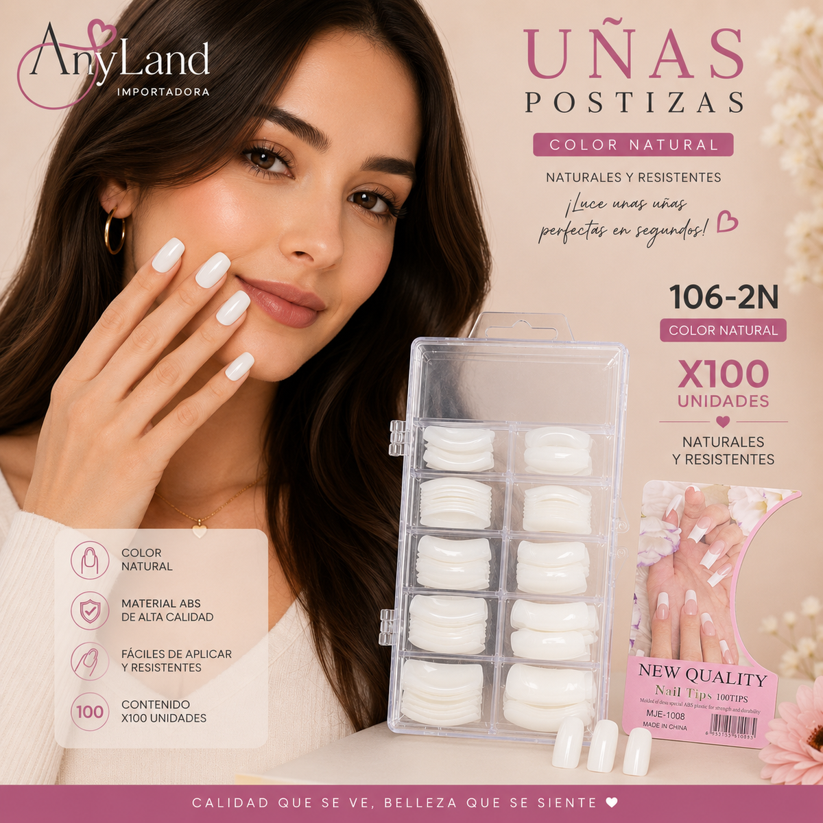 Extension de uñas color natural x100 (106-2N)
