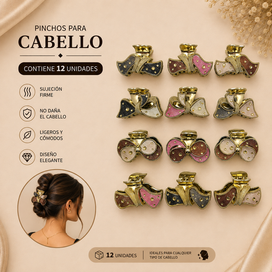 Pinchos dorado grandes c/piedras brillosa x 12 unidades (4-500)