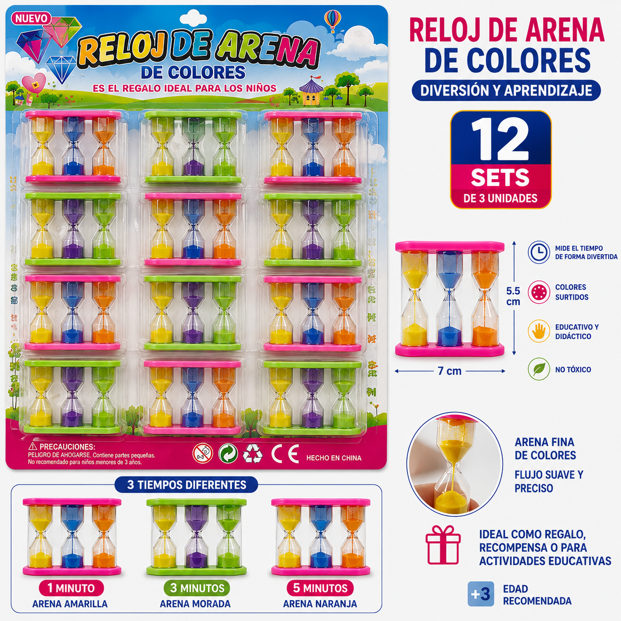 Plancha de reloj de arena x12 (74C-26)