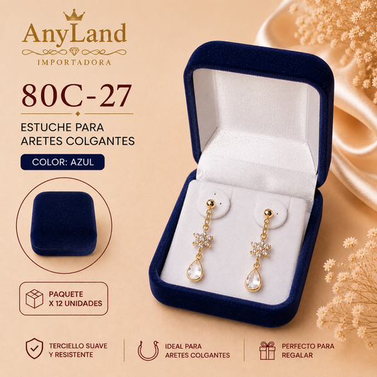 Cajita de terciopelo cuadrada para aretes x12 (80C-27-28-29)