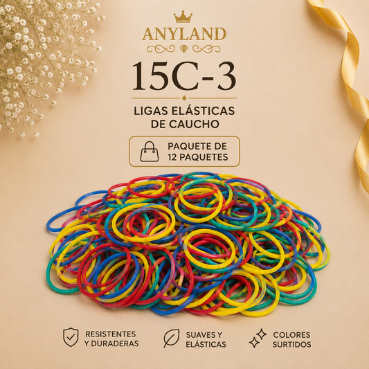 Ligas de caucho colores funda por 12 paquetes (15C-3)