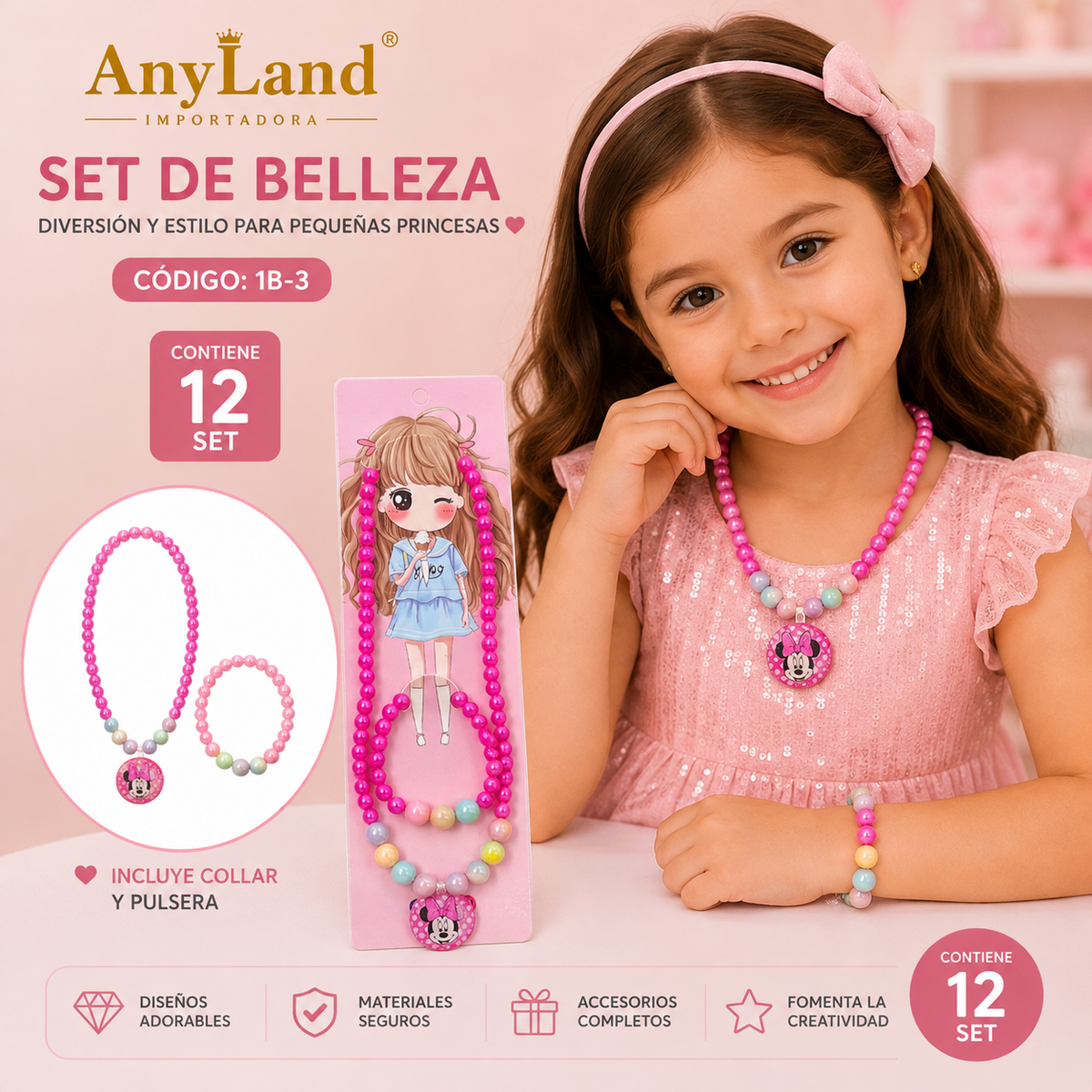 Set de cadena y pulsera x 12 set (1B-3)