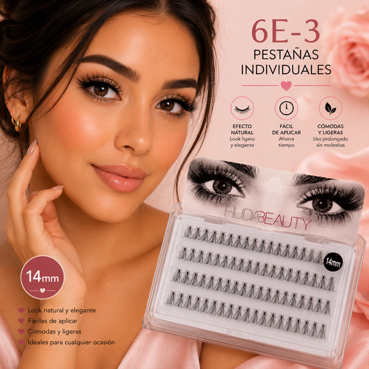 Pestañas postizas individuales 14mm Huda Beauty x 12 blister  (6E-3)