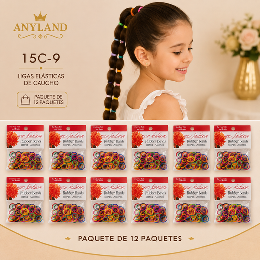Ligas de caucho colores funda por 12 paquetes (15C-9)
