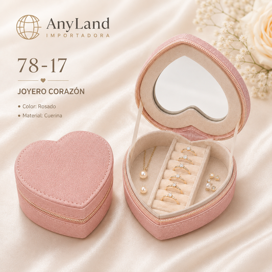 Joyero forma de corazon con espejo (78-17)