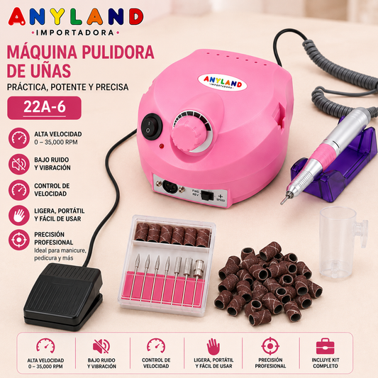 Pulidor de uña eléctrico portátil profesional de 30000 rpm con pedal de pie (22A-6)
