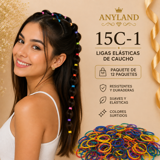 Ligas de caucho colores funda por 12 paquetes (15C-1)