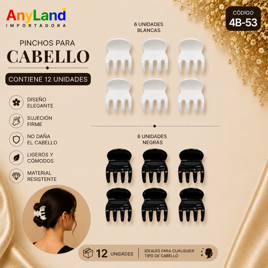 Pinchos negro y blanco grande x 12 unidades (4B-53)
