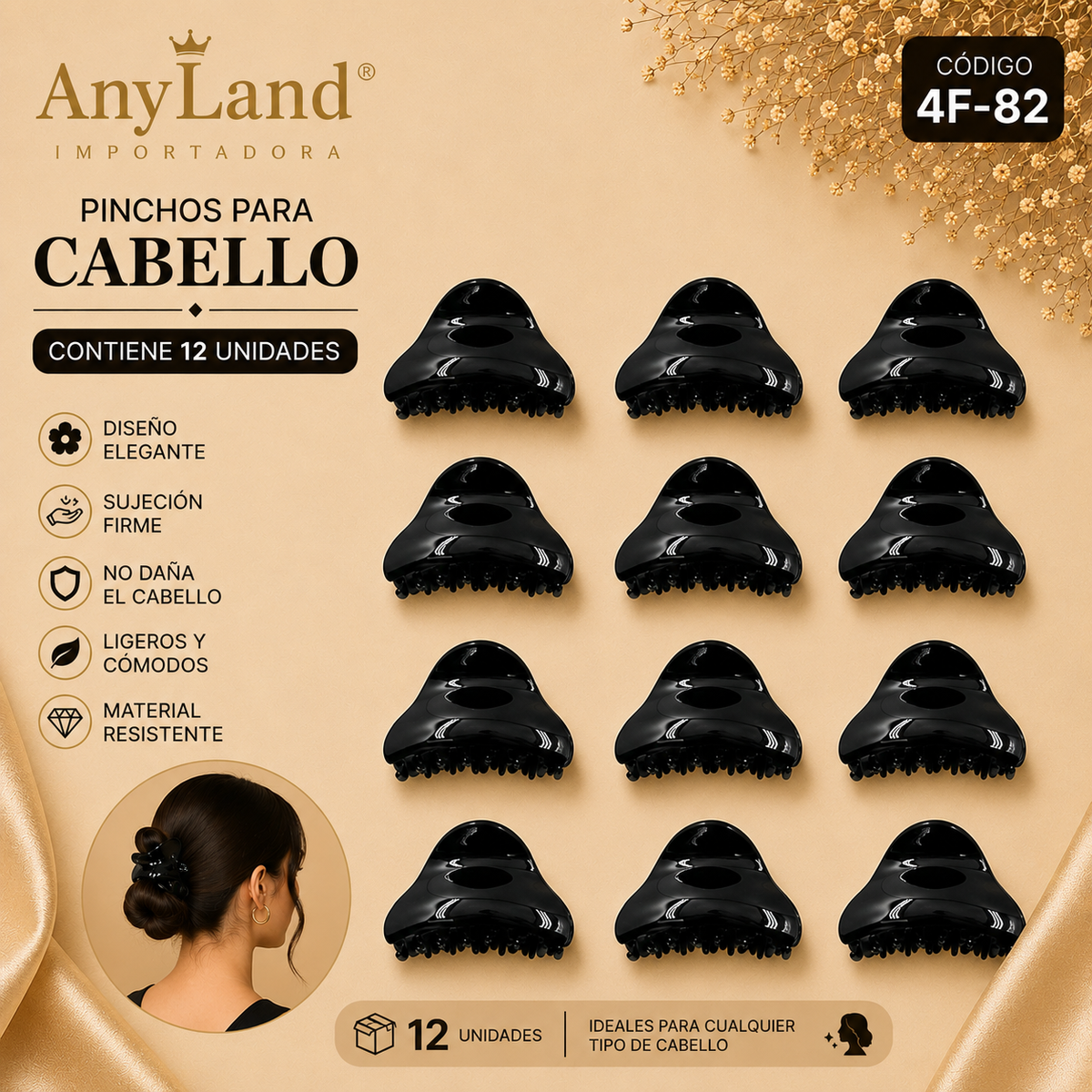Pinchos engomados negro grande x 12 unidades (4F-82)